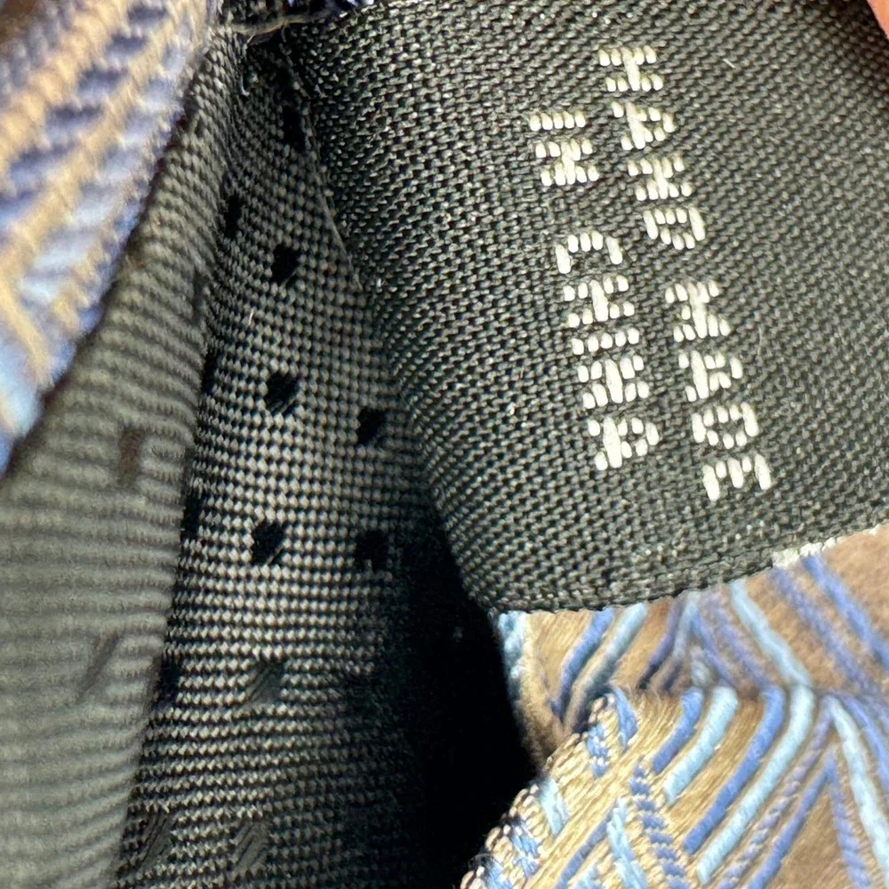 Pierre Cardin Necktie Mens Brown Blue Geometric Silk Professional Classic